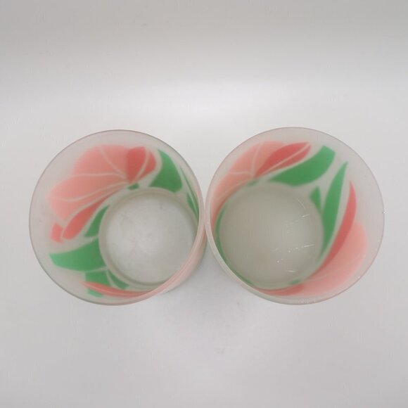 Retro La Rue Tulip Frosted tumbler glasses unique, rare pair - Picture 3 of 7
